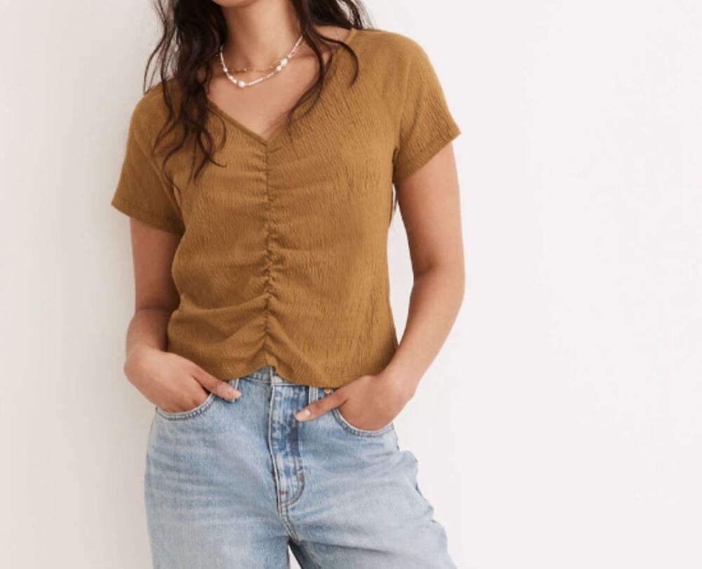 Madewell Knit Lightspun Ruched-Front Crop Top - XXS - NWOT